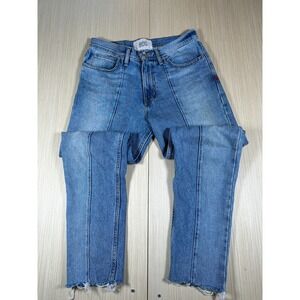 BDG Dad‎ Slim Jeans Mens 31x32 Blue Logo Tapered Fit 5-Pocket Frayed Hem Zip Fly